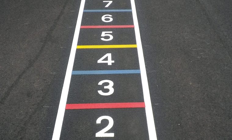 number line, 1-20 number line, number ladder playground markings in schools in Cardiff
