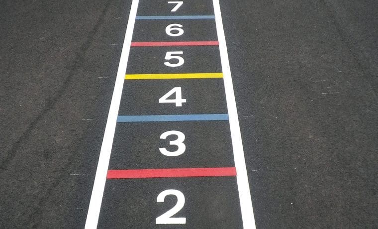 number line, 1-20 number line, number ladder playground markings in schools in Cardiff