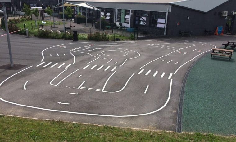 cycle trail, bike track, scooter track playground markings in Vale of Glamorgan