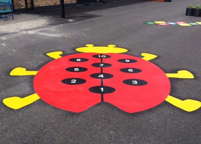 1-10 ladybird hopscotch playground markings in Caerphilly