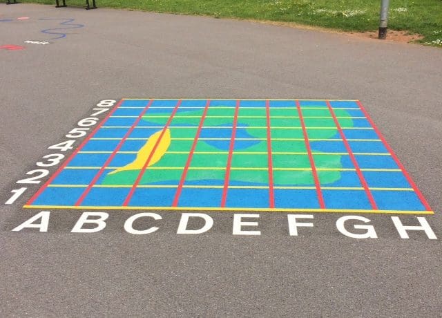 treasure map, co ordinate grid playground markings in Caerphilly