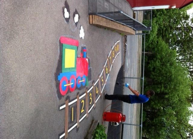 1-10 number line train playground markings in Merthyr