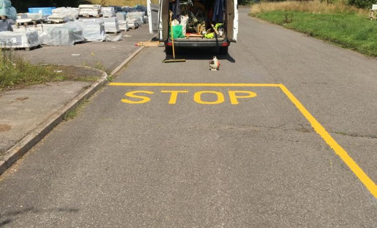 health and safety markings, traffic management markings, STOP road markings