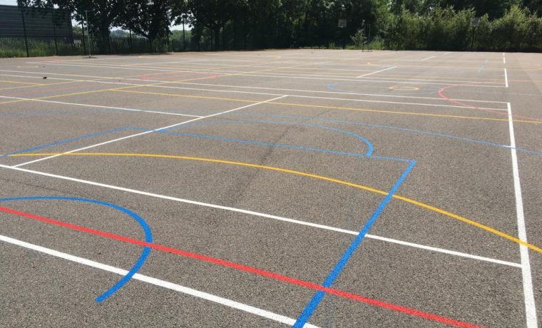 basketball line marking, tennis line marking, football line marking on tarmac in RCT