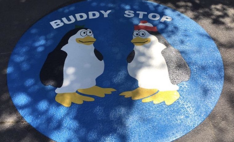Buddy Stop playground markings in schools in Newport