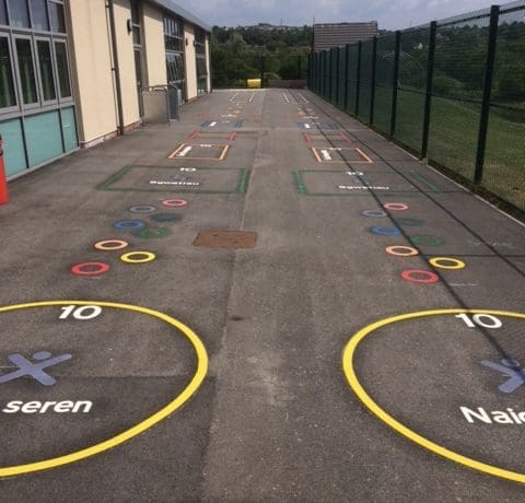 Agility line in Swansea, bespoke markings, training circuit, workout stations